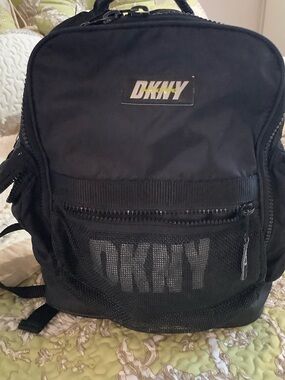 DKNY Active Black Ladies Backpack with Mesh Front Pocket